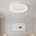 Carved Floral Relief LED Flush Mount Ceiling Light with Remote Dimming