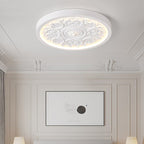 Carved Floral Relief LED Flush Mount Ceiling Light with Remote Dimming