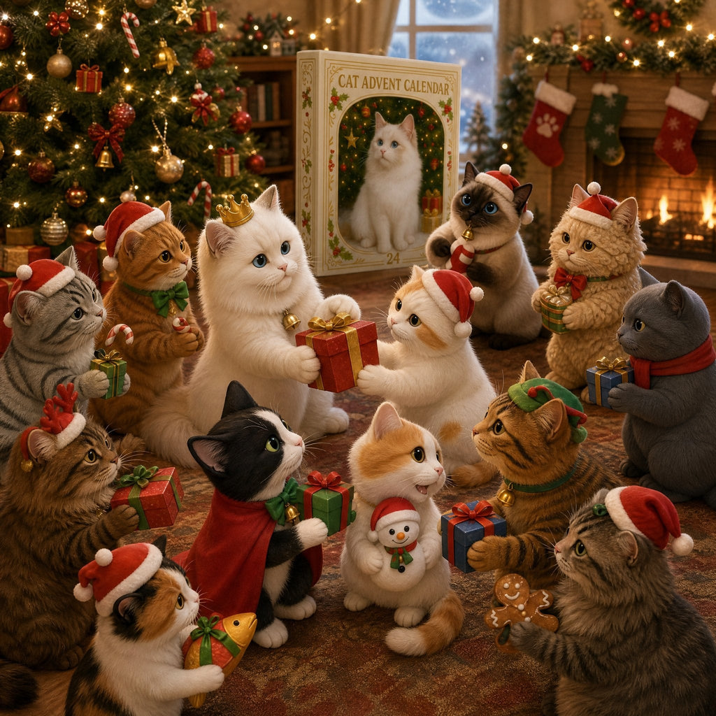 Cat Advent Calendar with Christmas Tree Charm Ornaments for Cat Lovers