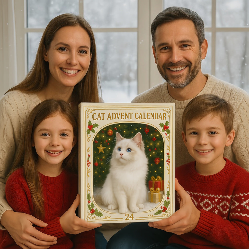 Cat Advent Calendar with Christmas Tree Charm Ornaments for Cat Lovers