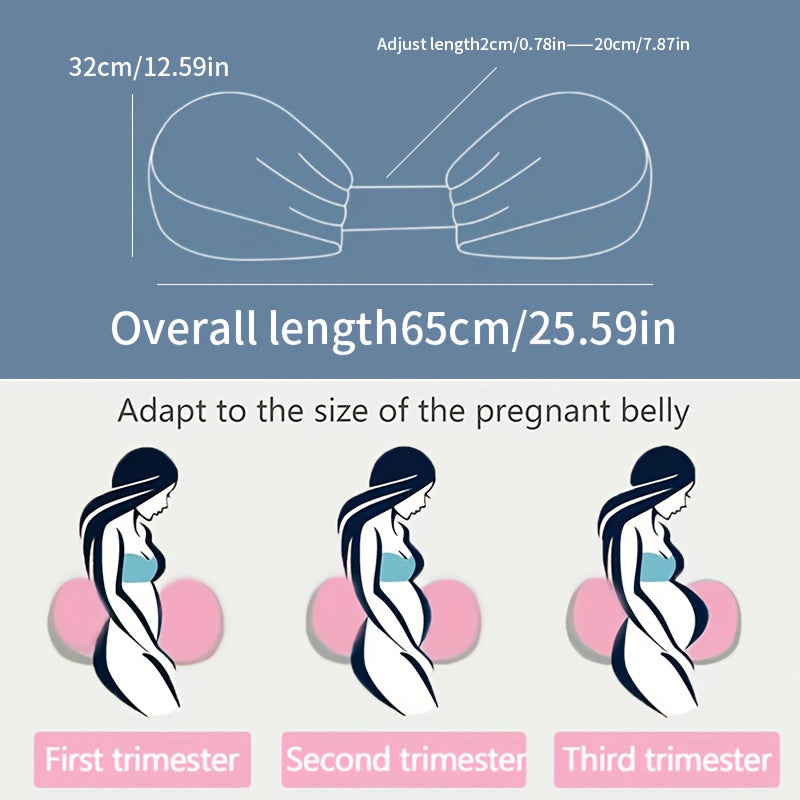 Adjustable Pregnancy Pillow Ergonomic Maternity Wedge Pillow for Belly Back and Hip Support with Strap and Washable Cover