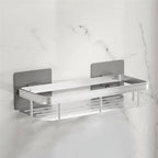 Adhesive Bathroom Shelf No-Drill Wall Mounted Shower Caddy Stainless Steel and ABS Storage Rack for Shampoo and Toiletries