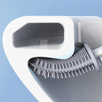 Silicone Toilet Brush with Quick Drying Holder Flexible Flat Brush Head Hygienic Bathroom Cleaning Brush Set