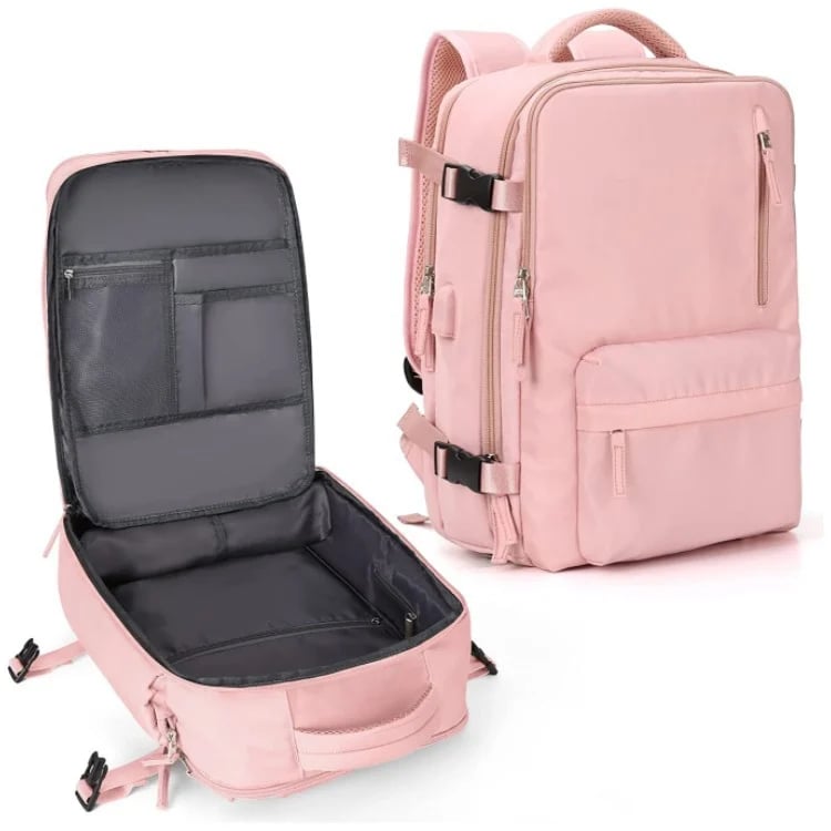 Large Travel Backpack for Women Waterproof Carry On Hiking Backpack with USB Charging Port Shoe Compartment and Wet Dry Pocket
