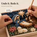 Faith Themed Fabric Tuck Art Craft Kit with Pre-Punched Board and Wooden Tool