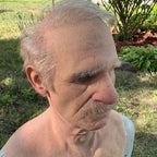 Creepy Old Man Mask Realistic Latex Halloween Mask for Adults Full Head Costume Mask with Movable Mouth for Cosplay and Theater