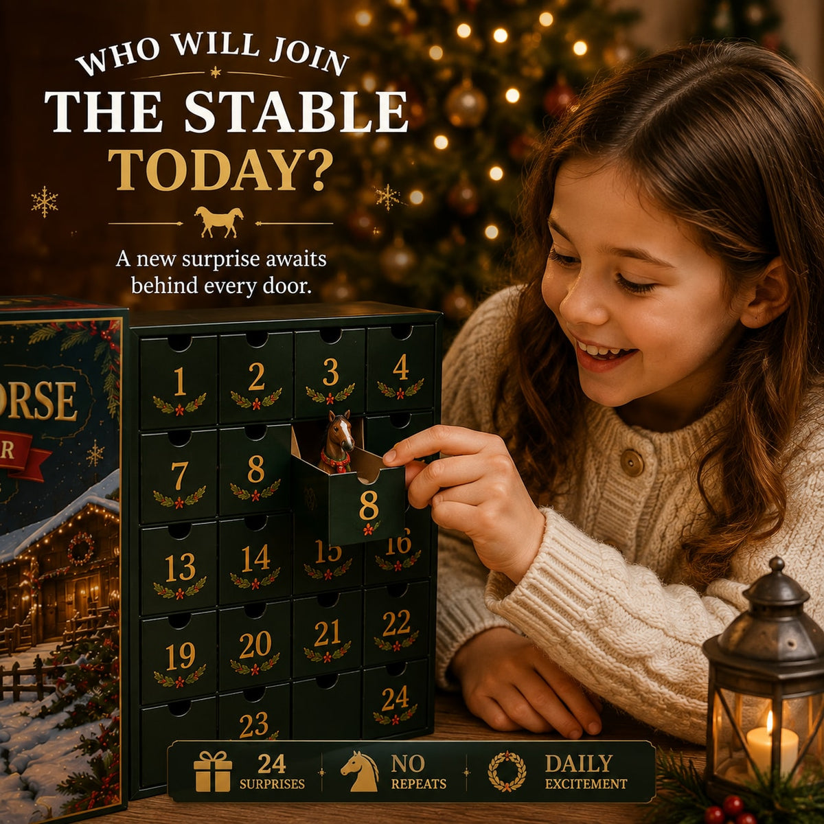 Christmas Horse Advent Calendar with Collectible Horse Figurines for Kids