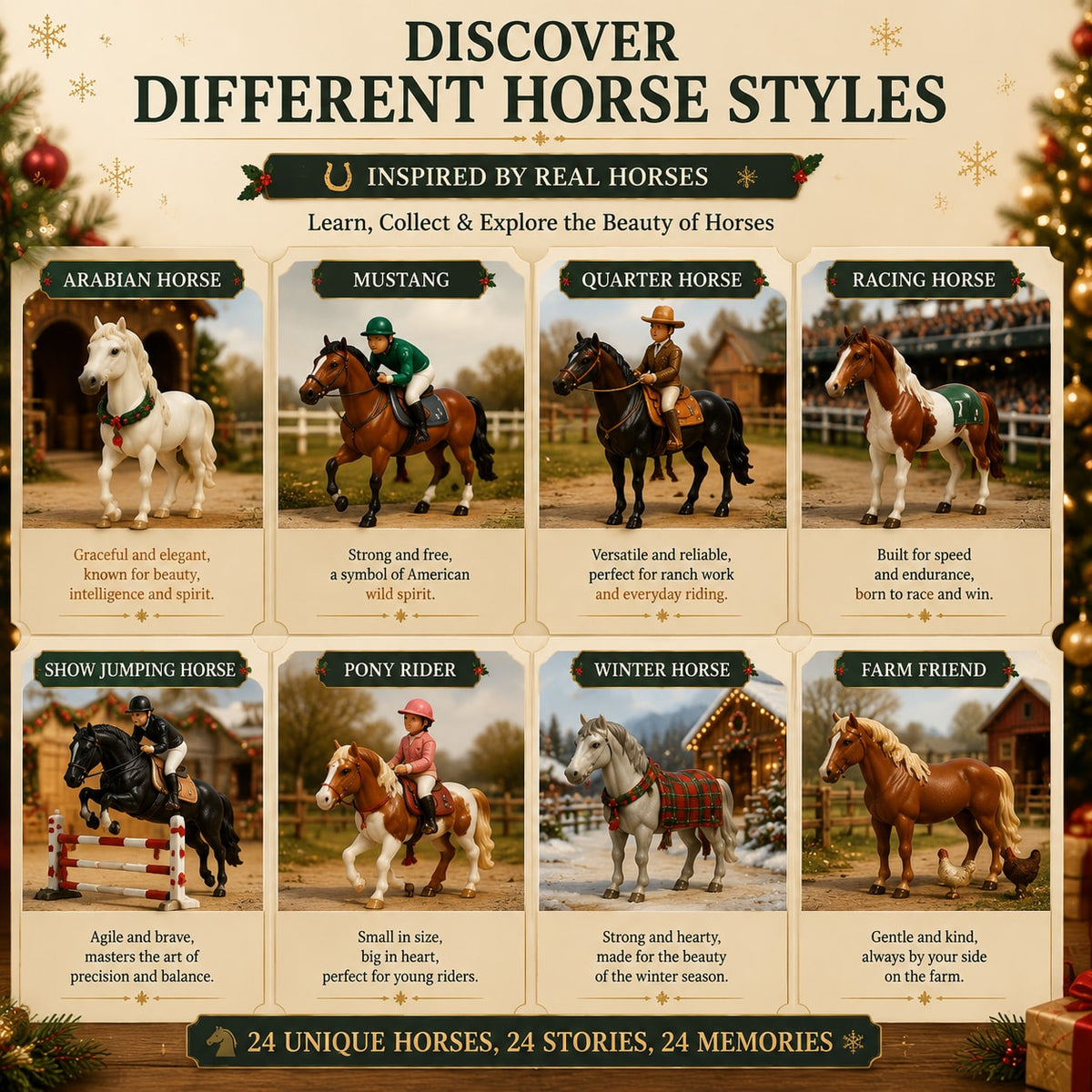 Christmas Horse Advent Calendar with Collectible Horse Figurines for Kids