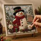 Christmas Yarn Poke Art Kit with Pre-Punched Board and Wooden Tool