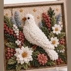 Christmas Yarn Poke Art Kit with Pre-Punched Board and Wooden Tool