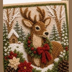 Christmas Yarn Poke Art Kit with Pre-Punched Board and Wooden Tool