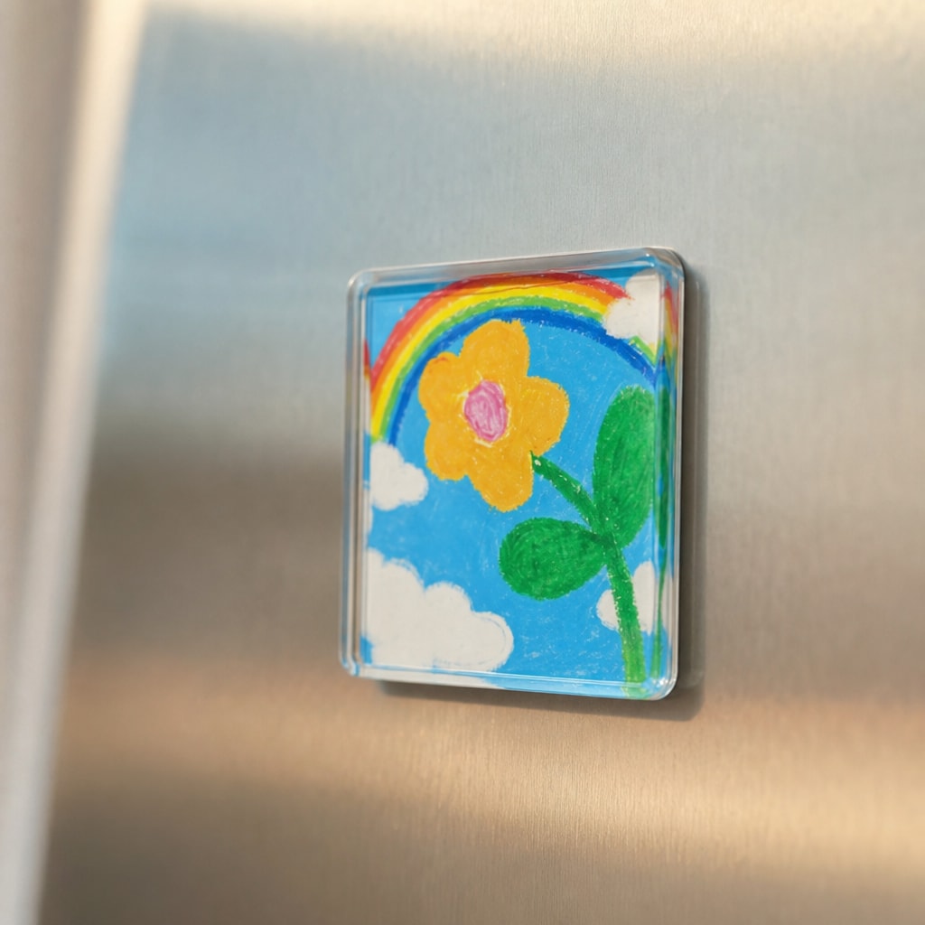 Clear Acrylic Photo Fridge Magnets for Kids Drawings and Artwork