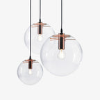 Clear Glass Globe Pendant Light with Metal Disc Canopy and Adjustable Cord