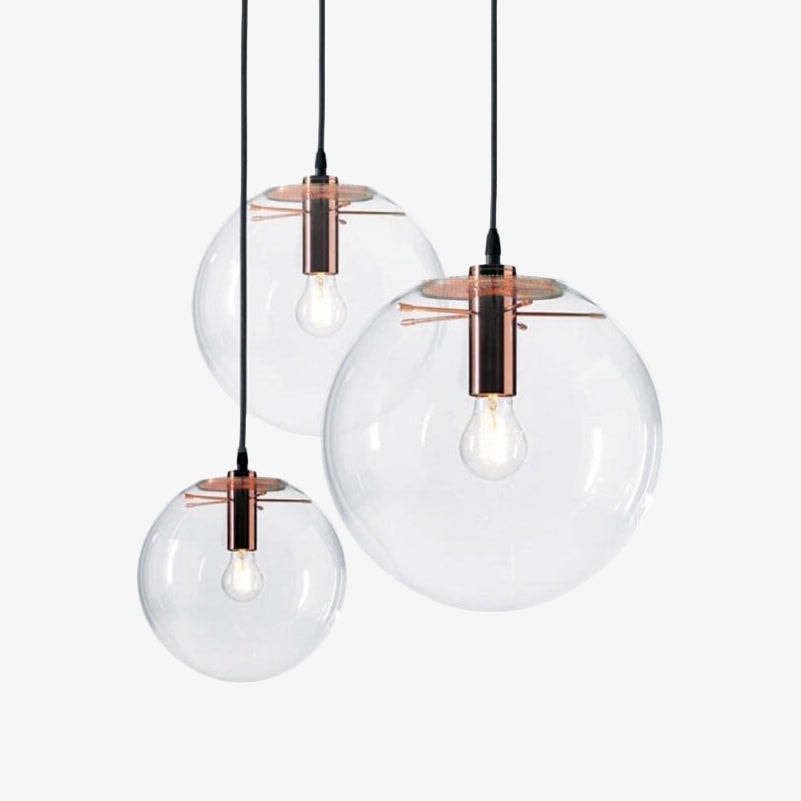 Clear Glass Globe Pendant Light with Metal Disc Canopy and Adjustable Cord