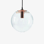 Clear Glass Globe Pendant Light with Metal Disc Canopy and Adjustable Cord