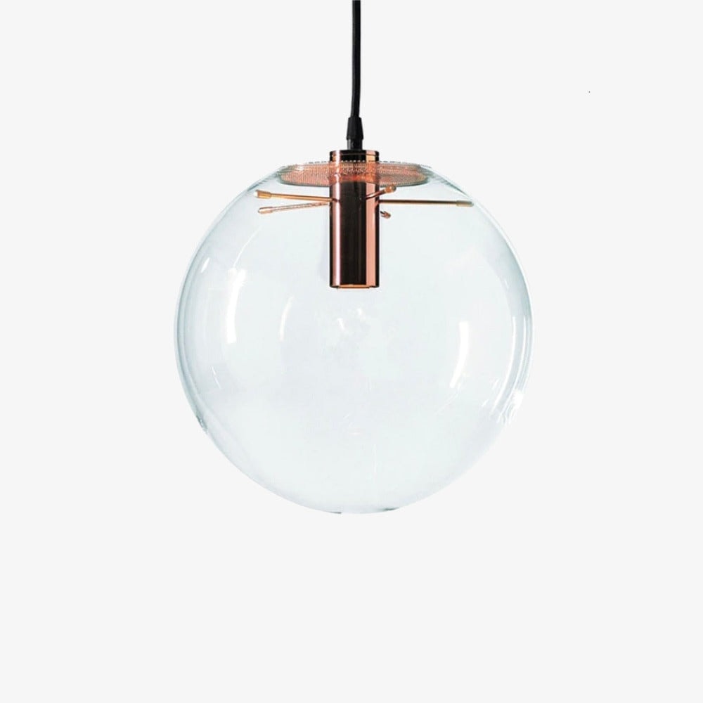 Clear Glass Globe Pendant Light with Metal Disc Canopy and Adjustable Cord