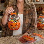 Clear Zipper Halloween Treat Bags with Handles for Candy and Party Favors