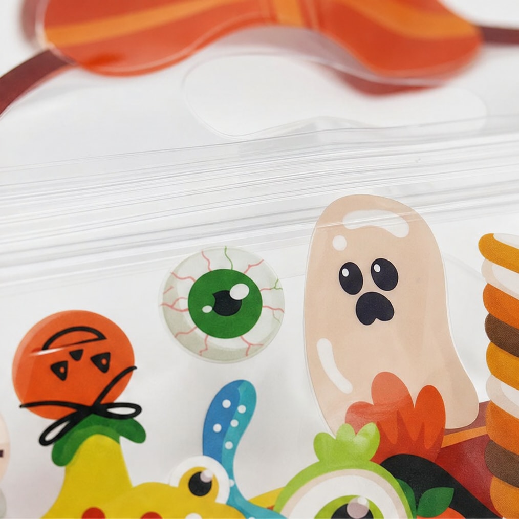 Clear Zipper Halloween Treat Bags with Handles for Candy and Party Favors