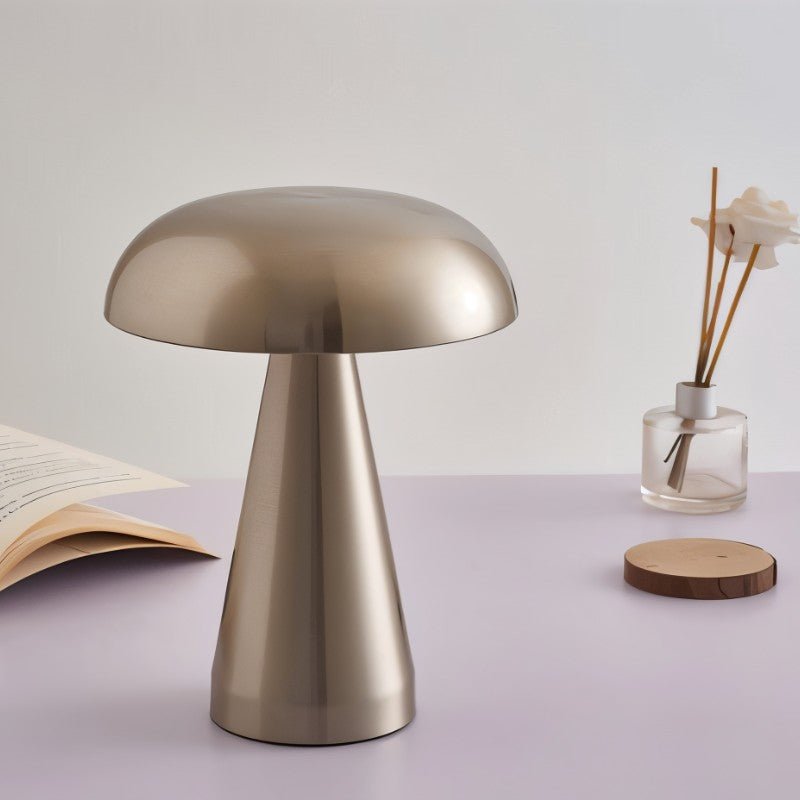 Modern Metal Mushroom Table Lamp with Dome Shade