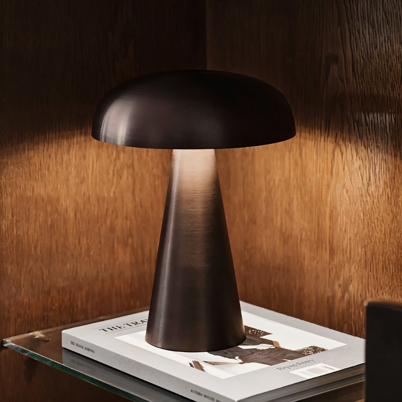 Modern Metal Mushroom Table Lamp with Dome Shade