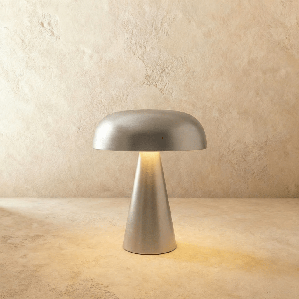 Modern Metal Mushroom Table Lamp with Dome Shade