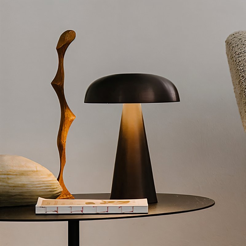 Modern Metal Mushroom Table Lamp with Dome Shade