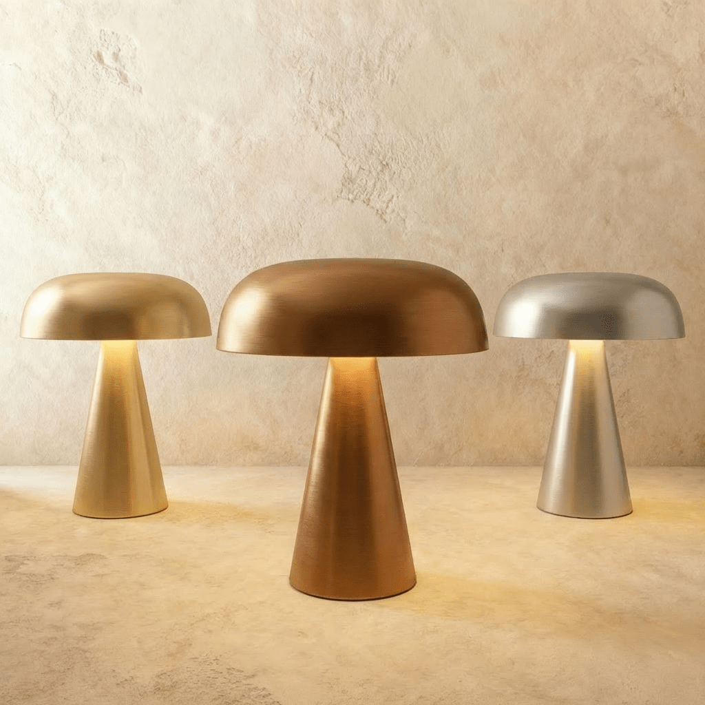 Modern Metal Mushroom Table Lamp with Dome Shade