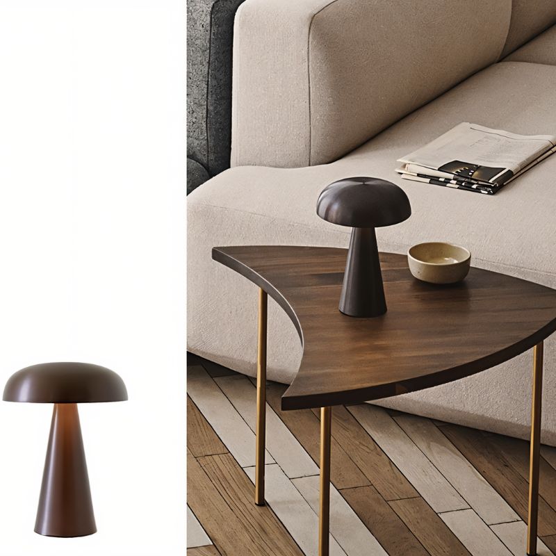 Modern Metal Mushroom Table Lamp with Dome Shade