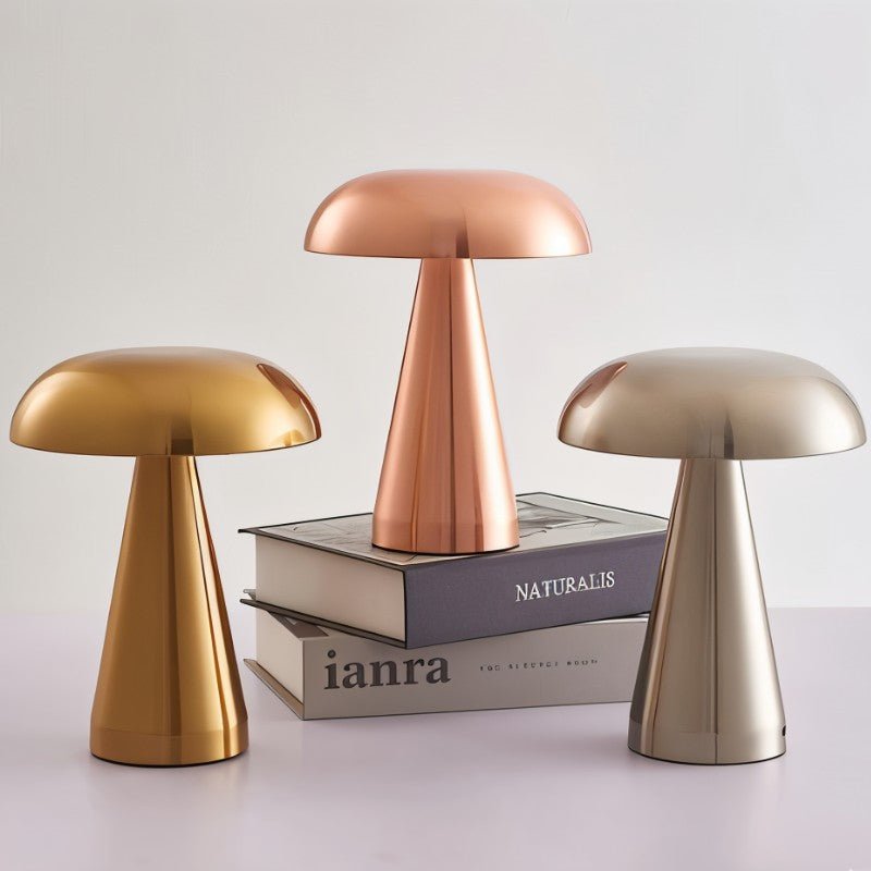 Modern Metal Mushroom Table Lamp with Dome Shade