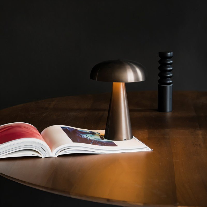 Modern Metal Mushroom Table Lamp with Dome Shade