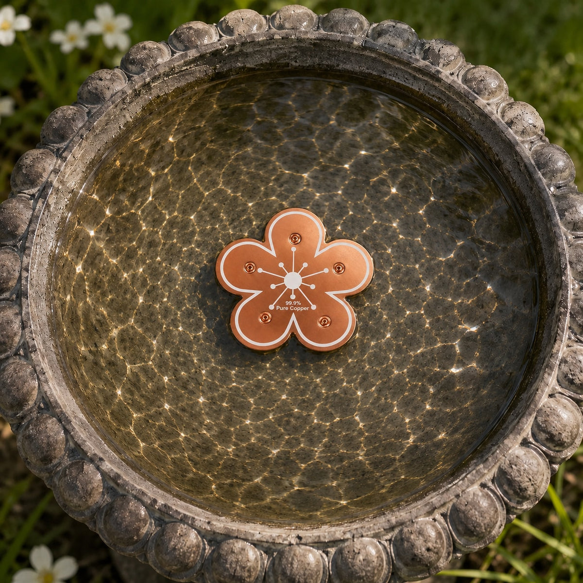 Copper Bird Bath Disc Decorative Flower Insert for Birdbaths and Fountains