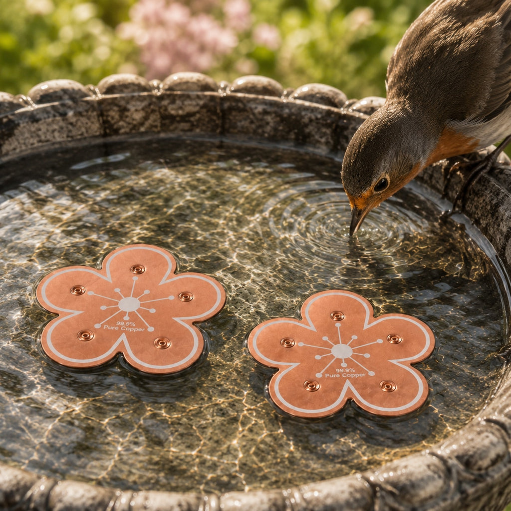 Copper Bird Bath Disc Decorative Flower Insert for Birdbaths and Fountains