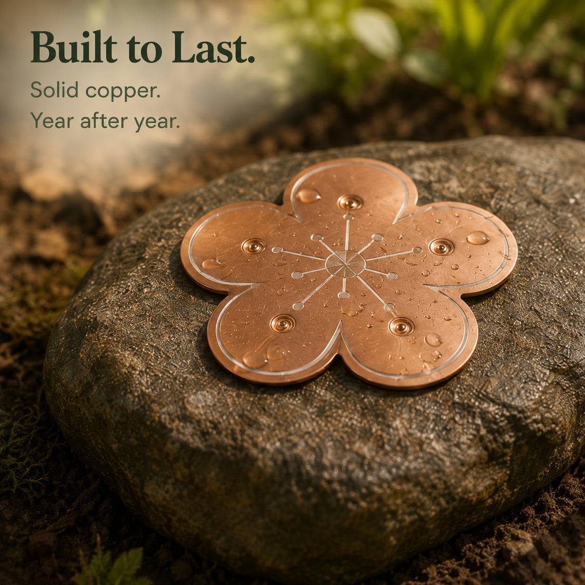Copper Bird Bath Disc Decorative Flower Insert for Birdbaths and Fountains