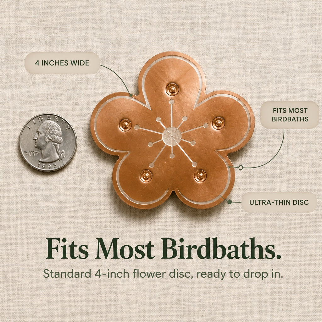Copper Bird Bath Disc Decorative Flower Insert for Birdbaths and Fountains