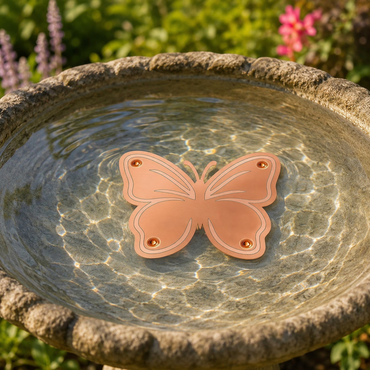 Copper Bird Bath Disc Decorative Flower Insert for Birdbaths and Fountains