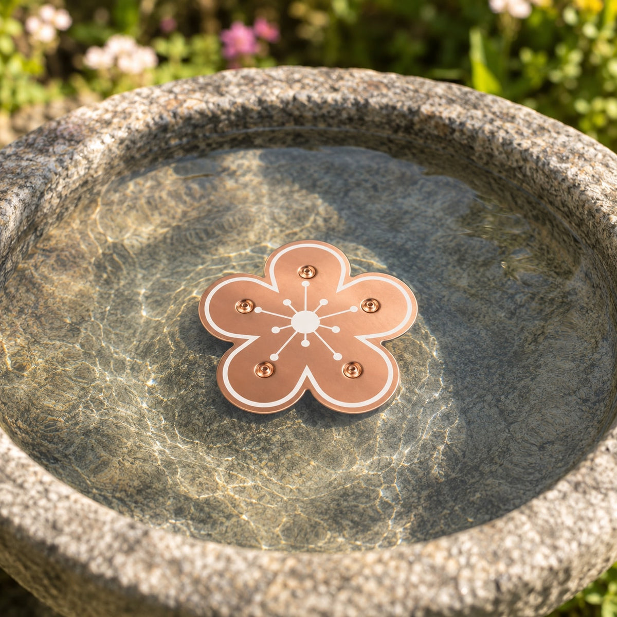 Copper Bird Bath Disc Decorative Flower Insert for Birdbaths and Fountains