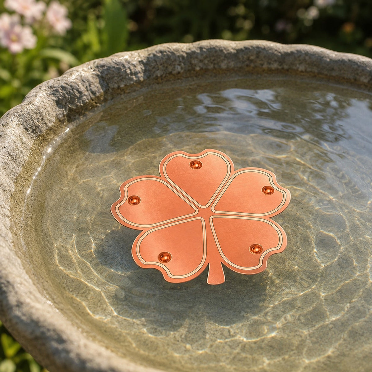 Copper Bird Bath Disc Decorative Flower Insert for Birdbaths and Fountains
