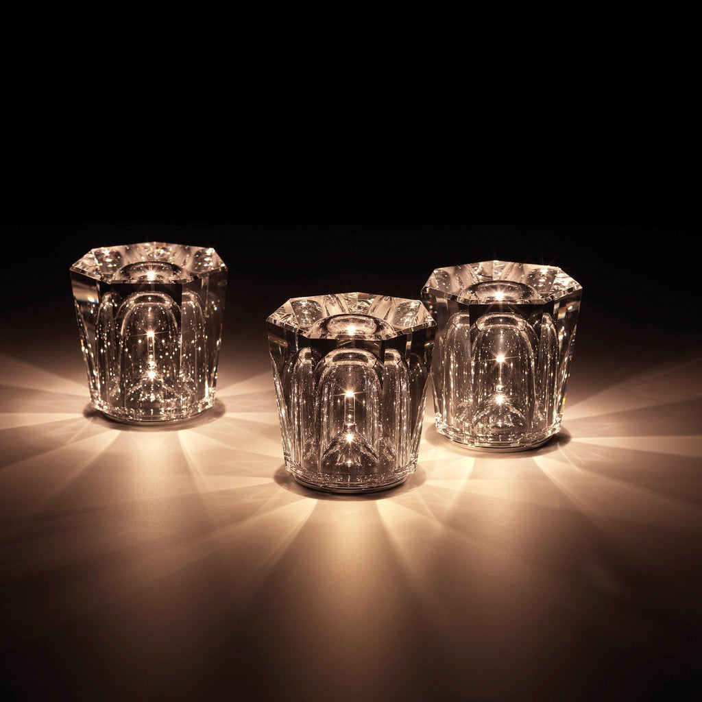 Cordless Crystal Table Lamp with Faceted Prism Shade and USB Charging