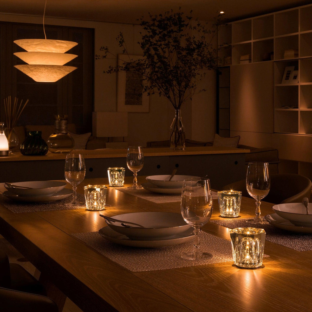 Cordless Crystal Table Lamp with Faceted Prism Shade and USB Charging