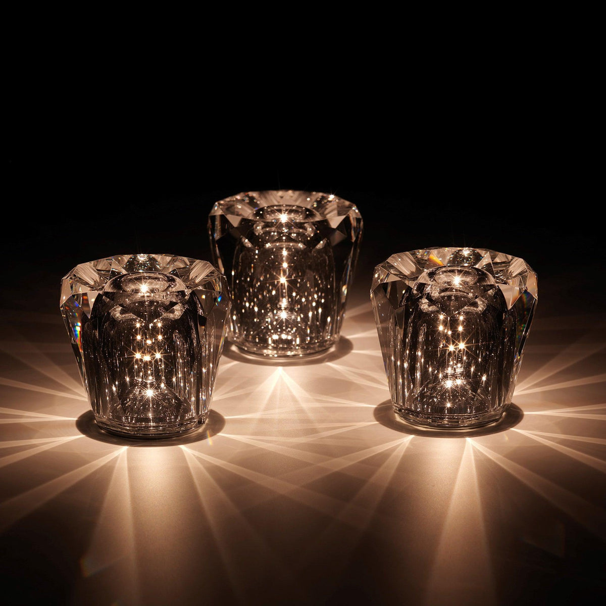 Cordless Crystal Table Lamp with Faceted Prism Shade and USB Charging