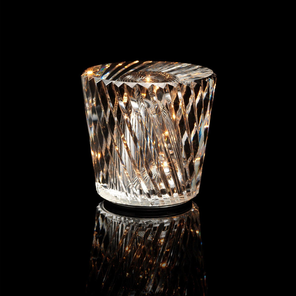 Cordless Crystal Table Lamp with Faceted Prism Shade and USB Charging
