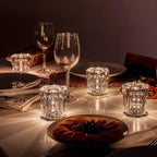 Cordless Crystal Table Lamp with Faceted Prism Shade and USB Charging