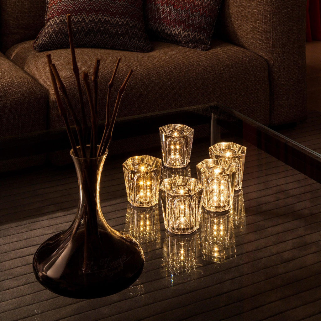 Cordless Crystal Table Lamp with Faceted Prism Shade and USB Charging