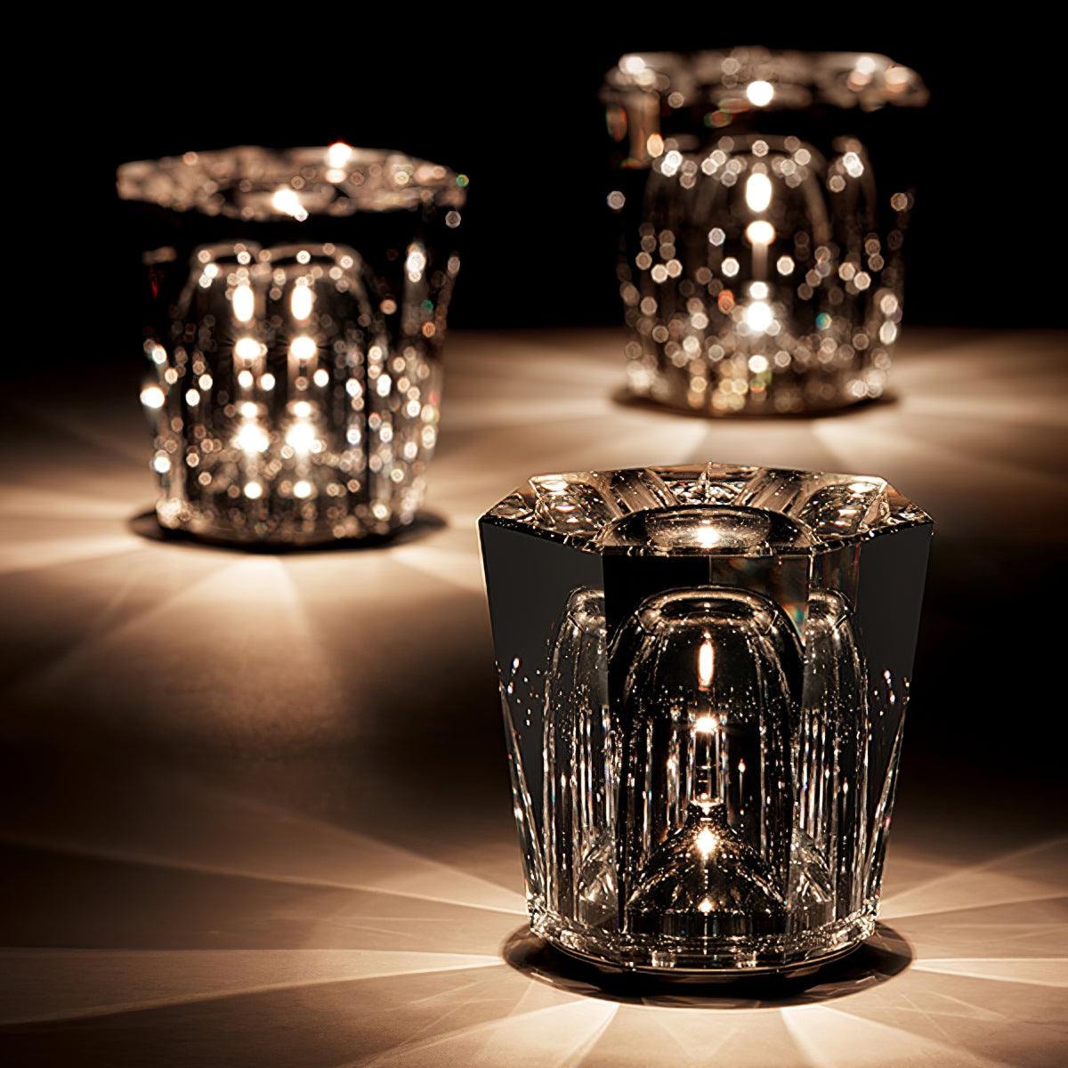 Cordless Crystal Table Lamp with Faceted Prism Shade and USB Charging