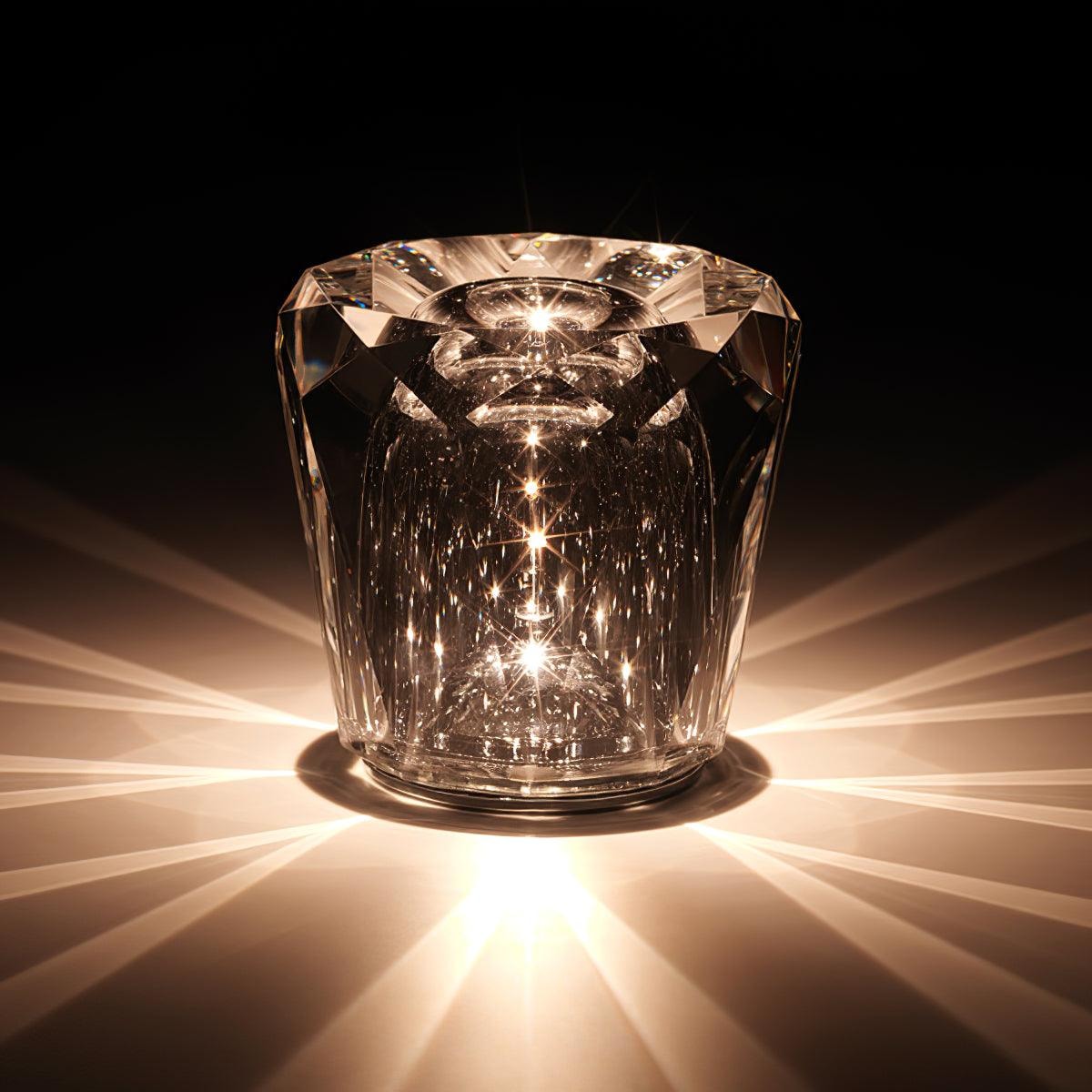 Cordless Crystal Table Lamp with Faceted Prism Shade and USB Charging