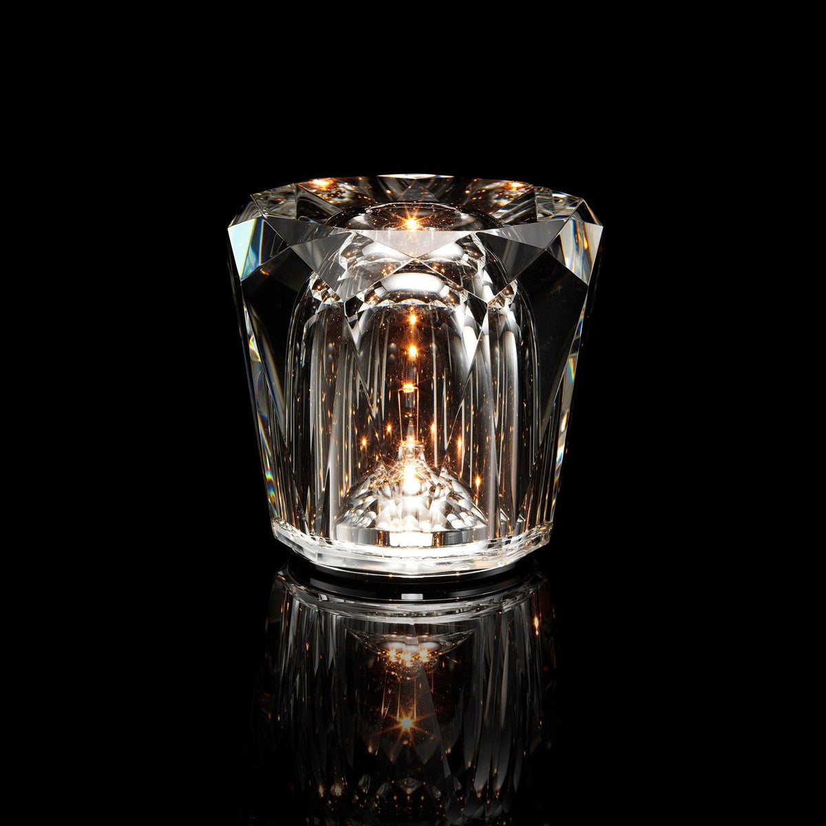 Cordless Crystal Table Lamp with Faceted Prism Shade and USB Charging