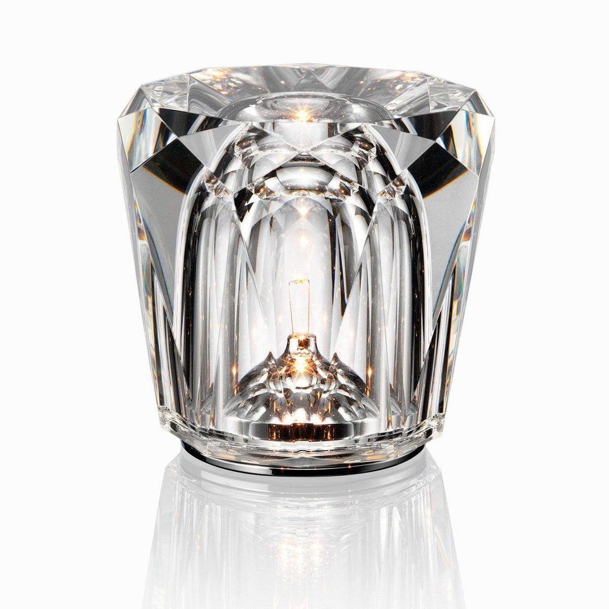 Cordless Crystal Table Lamp with Faceted Prism Shade and USB Charging
