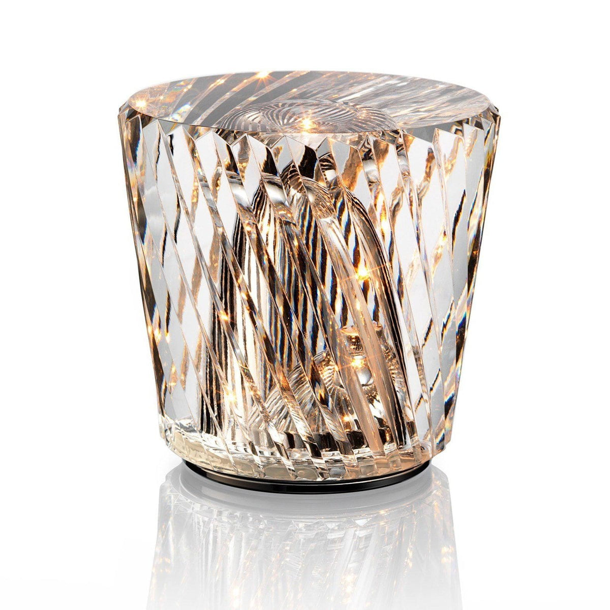 Cordless Crystal Table Lamp with Faceted Prism Shade and USB Charging