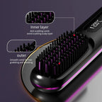 Cordless Hair Straightener Brush with Ceramic Heating and LCD Display