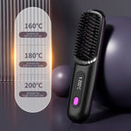 Cordless Hair Straightener Brush with Ceramic Heating and LCD Display